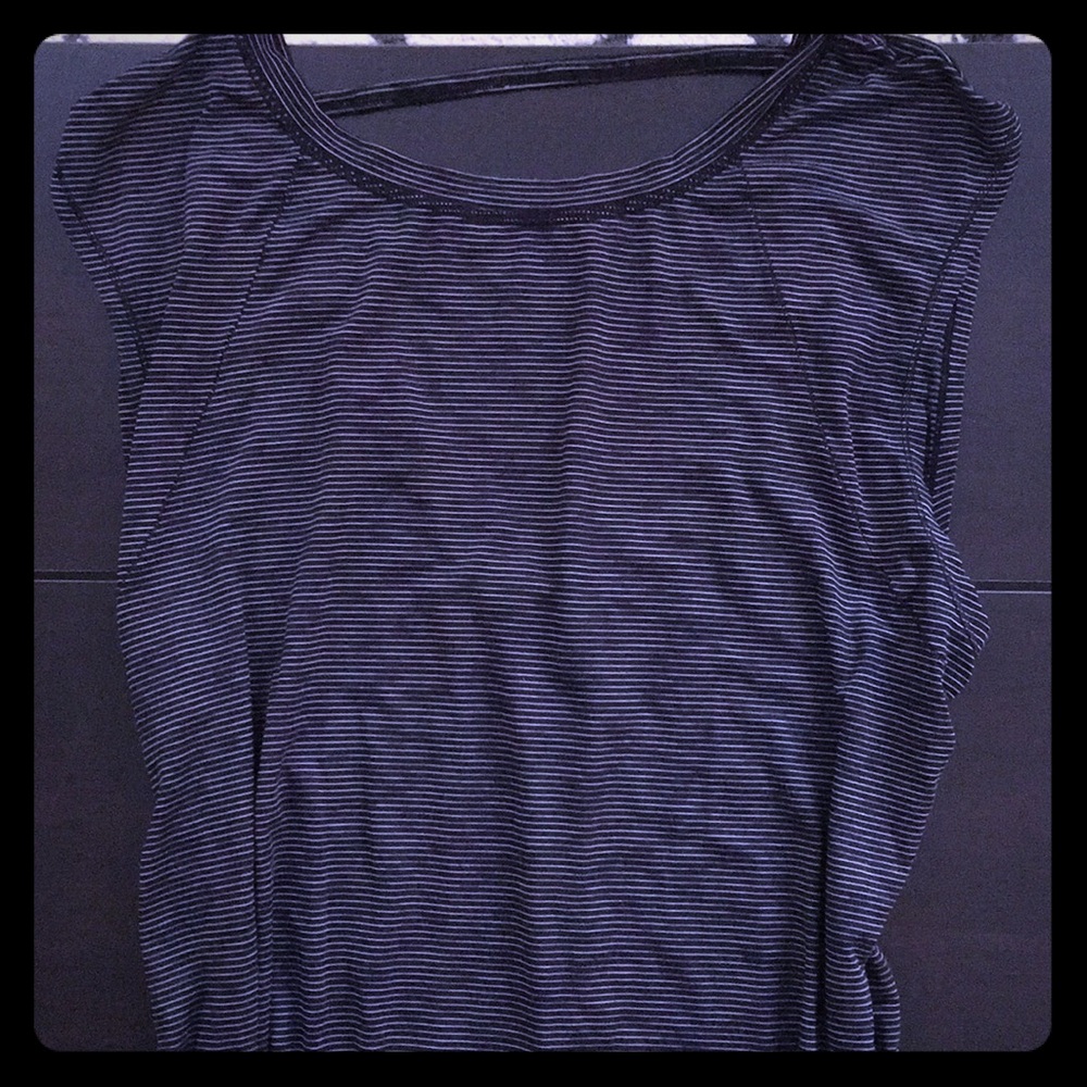 Black with white stripes athletic shirt